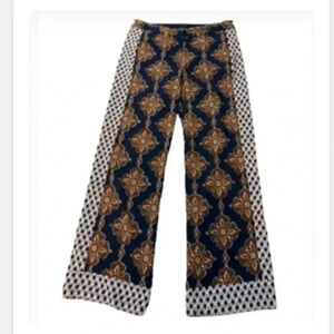 The Limited Y2K Boho wide leg navy blue and brown floral pants